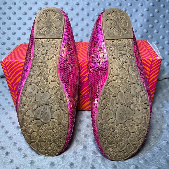 Iron Fist Digiskull Pink Sequined Ballet Flats with Orange Skulls Size 9 - Picture 4 of 6